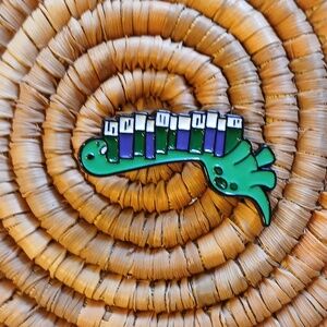 NEW Cartoon Bookworm Dinosaur Enamel Pin